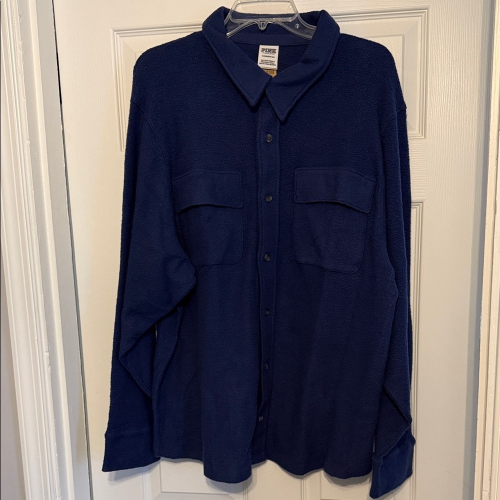 PINK Navy Blue Button-Up Shirt